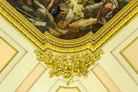 A decorative filigree detail on the ceiling of the Royal Palace