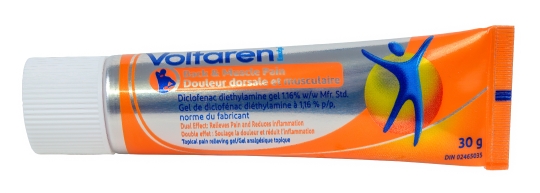 A tube of Voltaren pain relief ointment