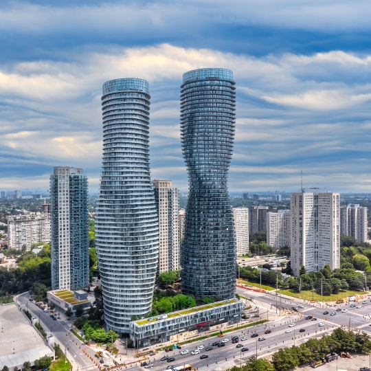 Absolute World skyscrapers or twin-towers in Mississauga, Canada