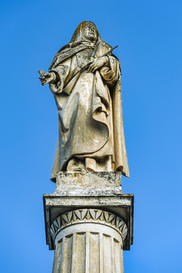 Ancient medieval statue of Santa Teresa in the old town.