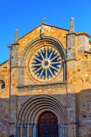 Ancient stone facade and skylight of the Parish of St. Peter the