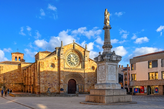 Ancient stone sculpture of Santa Teresa located by the Parish of