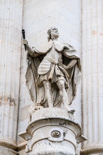 Ancient stone statue of Don Sancho VII, Madrid, Spain