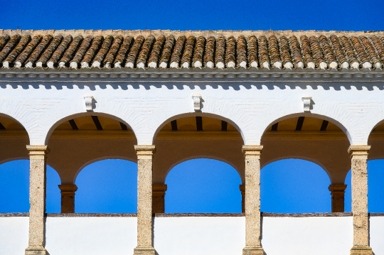 Arches and Rooftop In Medieval Building