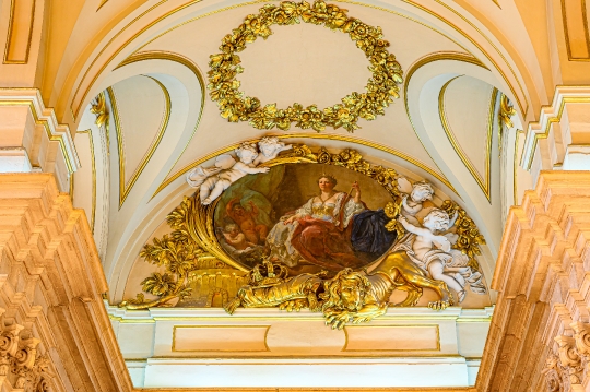 Architectural arch with ancient decorations in the Royal Palace