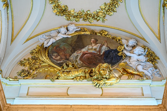 Architectural arch with ancient decorations in the Royal Palace