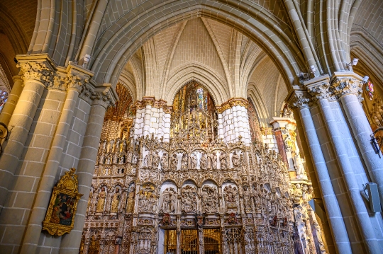 Architectural arches and columns within the Catholic Cathedral b