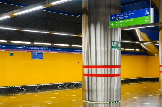 Architectural Column in Subway Station Madrid