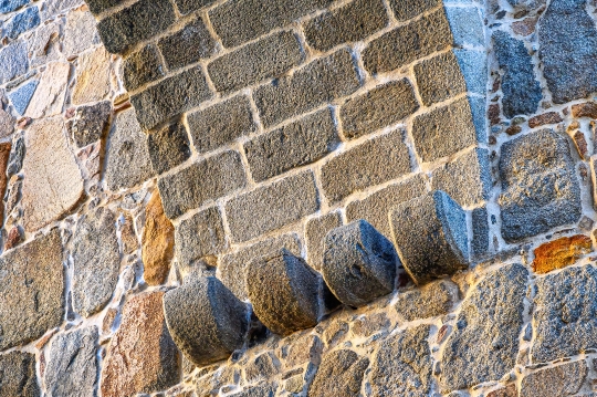 Architectural decorative feature on the arch of a medieval gate,