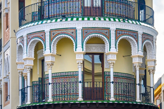 Architectural feature of the La Adriatica building, Seville, Spa