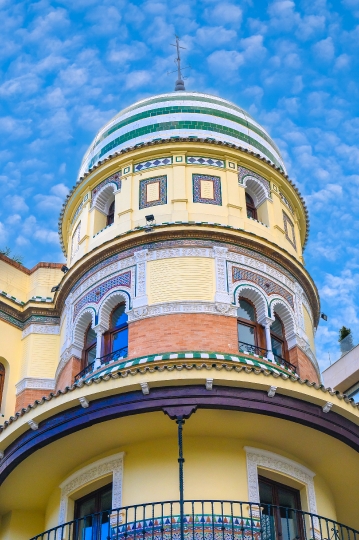 Architectural feature of the La Adriatica building, Seville, Spa