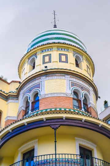 Architectural feature of the La Adriatica building, Seville, Spa