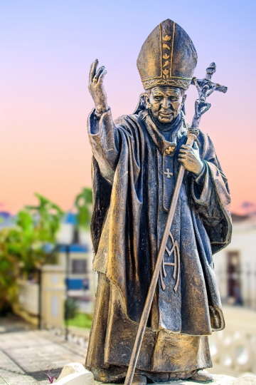 Art statue of Pope John Paul II in Camaguey, Cuba