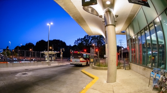 Bus Leaving Victoria Park Station