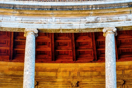 Ceiling and Columns in Ancient Palace