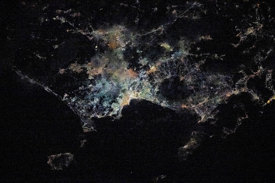 City lights at night from space