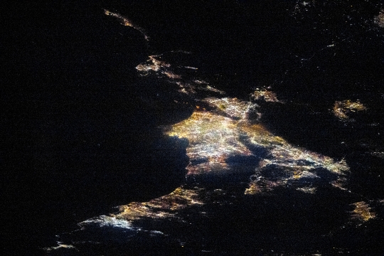 City lights at night from space