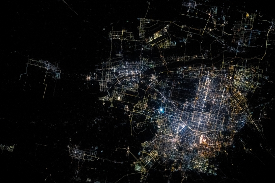 City lights at night from space