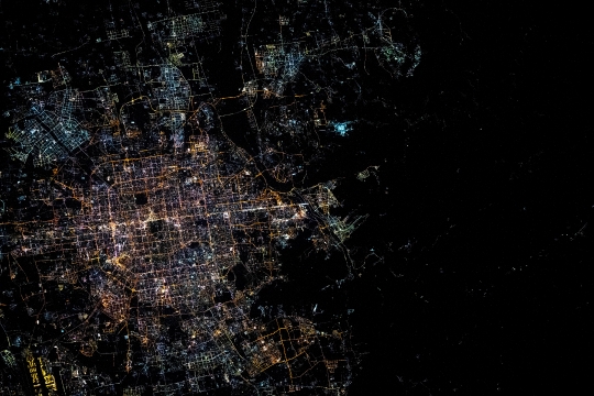 City lights at night from space