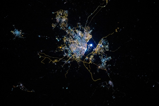 City lights at night from space