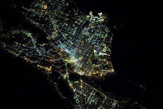 City lights at night from space