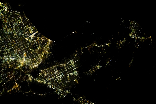 City lights at night from space