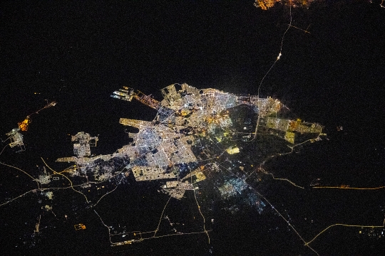 City lights at night from space