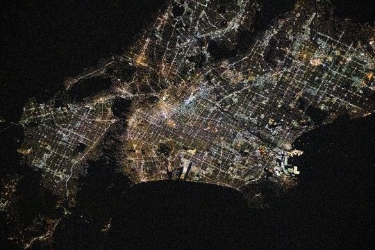 City lights at night from space