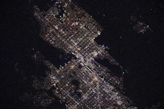 City lights at night from space