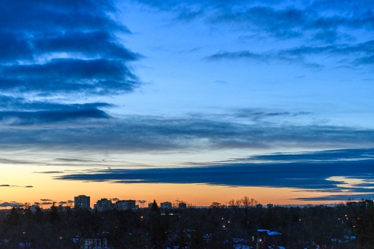 City silhouette during sunrise sky