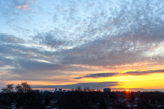 City silhouette during sunrise sky