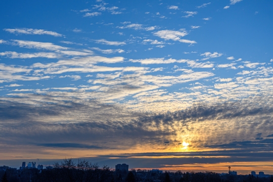 City silhouette during sunrise sky