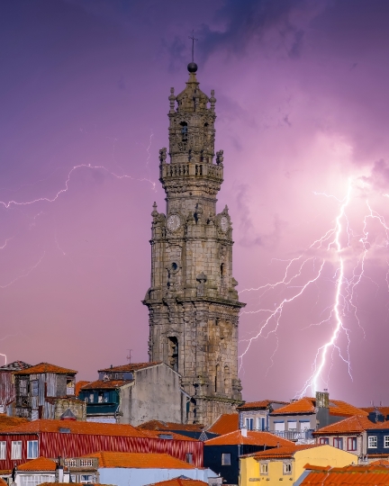 Clerigos Tower in a Stormy Sky