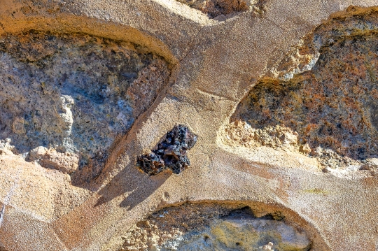 Close-up feature of stone wall and architecture in a medieval bu