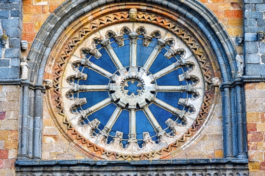 Close-up of a skylight in the medieval cathedral building, a fea