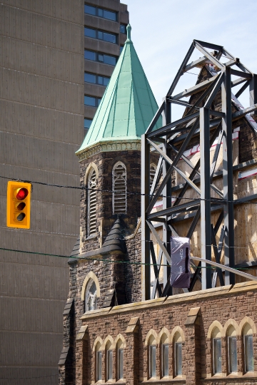 Construction in progress at Bloor United Church