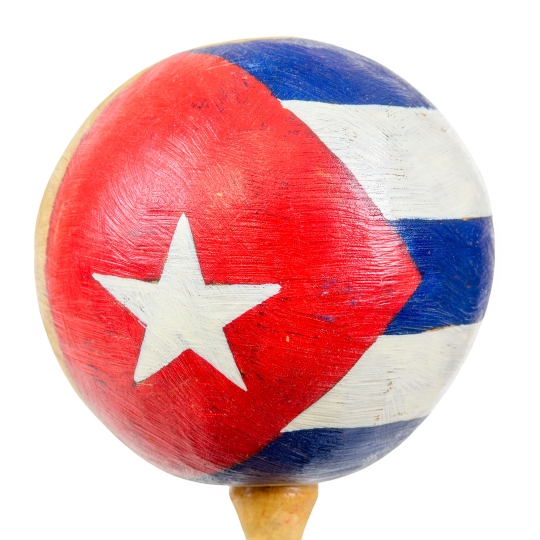 Cuban flag painted in a homemade souvenir maraca musical instrum