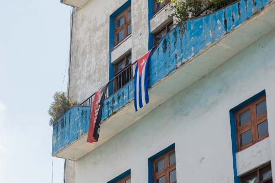 Cuban Flags Balcony Havana