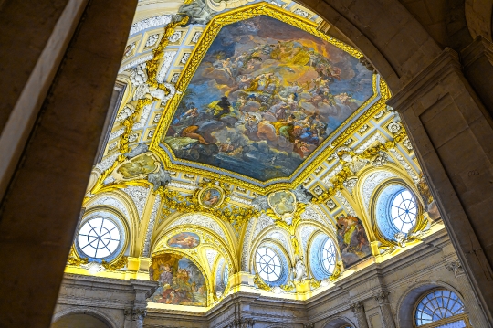 Decorative ancient art in the ceiling in the lobby of the Royal