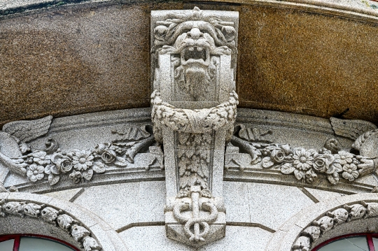 Decorative support stone structure in an ancient building.