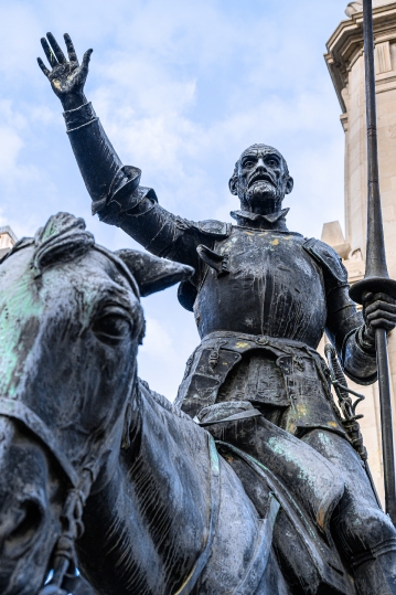 Equestrian statue of Don Quixote part of the Cervantes Monument