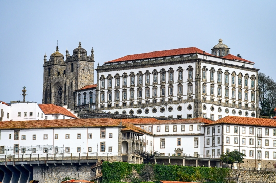 Exterior architecture of the Episcopal Palace and the Porto Cath