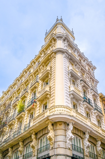 Exterior architecture of the former International Hotel, Madrid,