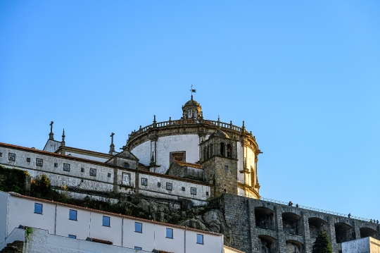 Exterior architecture of the Monastery of Serra do Pilar, with a