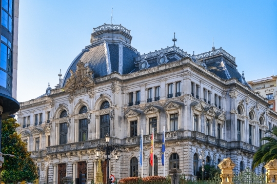 Exterior architecture on the facade of a building known as The G