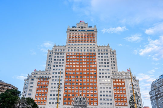 Facade of the Edificio Espana, the tallest building in Madrid, S