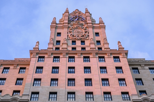 Facade of the Telefonica Building, Madrid, Spain