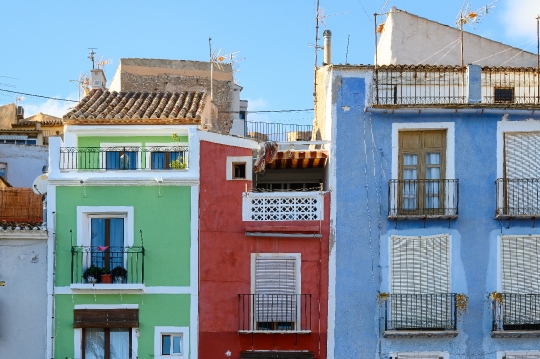 Facades in Villajoyosa in Spain