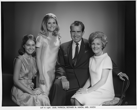 Family Portrait: Richard Nixon, Pat Nixon, Julie Nixon, Tricia N