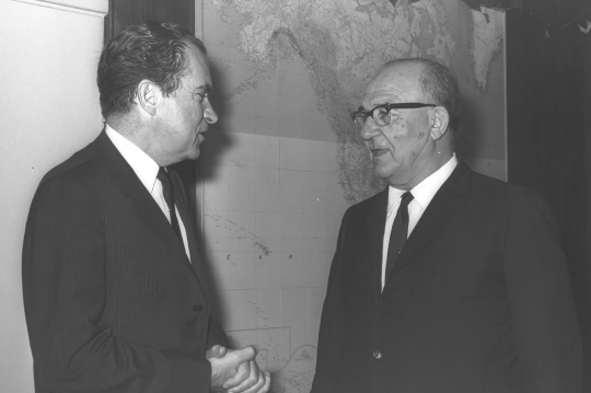 Former U.S. Vice President Richard Nixon (left) with Prime Minis